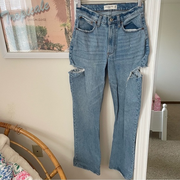 LONG Abercrombie & Fitch The Baggy Mid Rise Side Slits Jeans - Picture 4 of 8